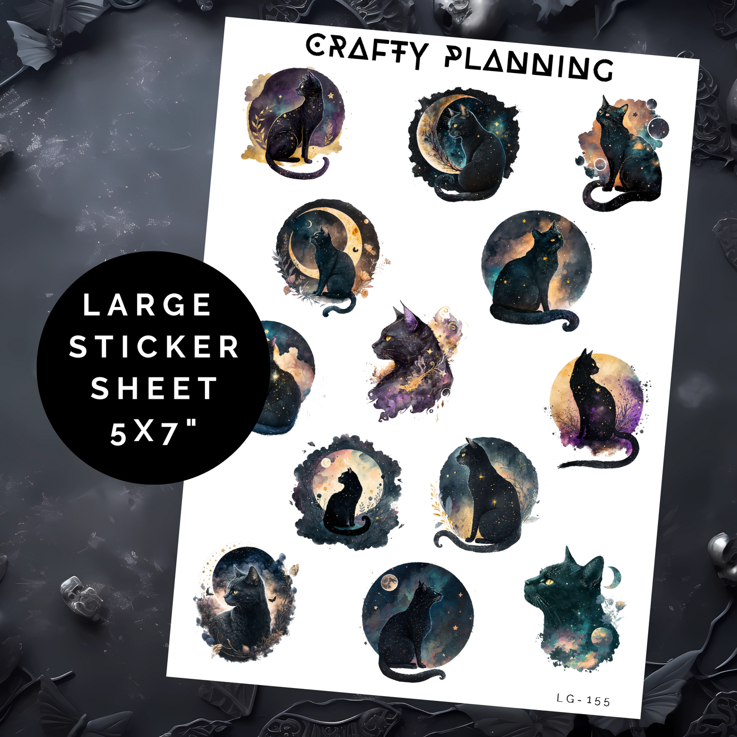 Celestial Black Cats - Large Sticker Sheet