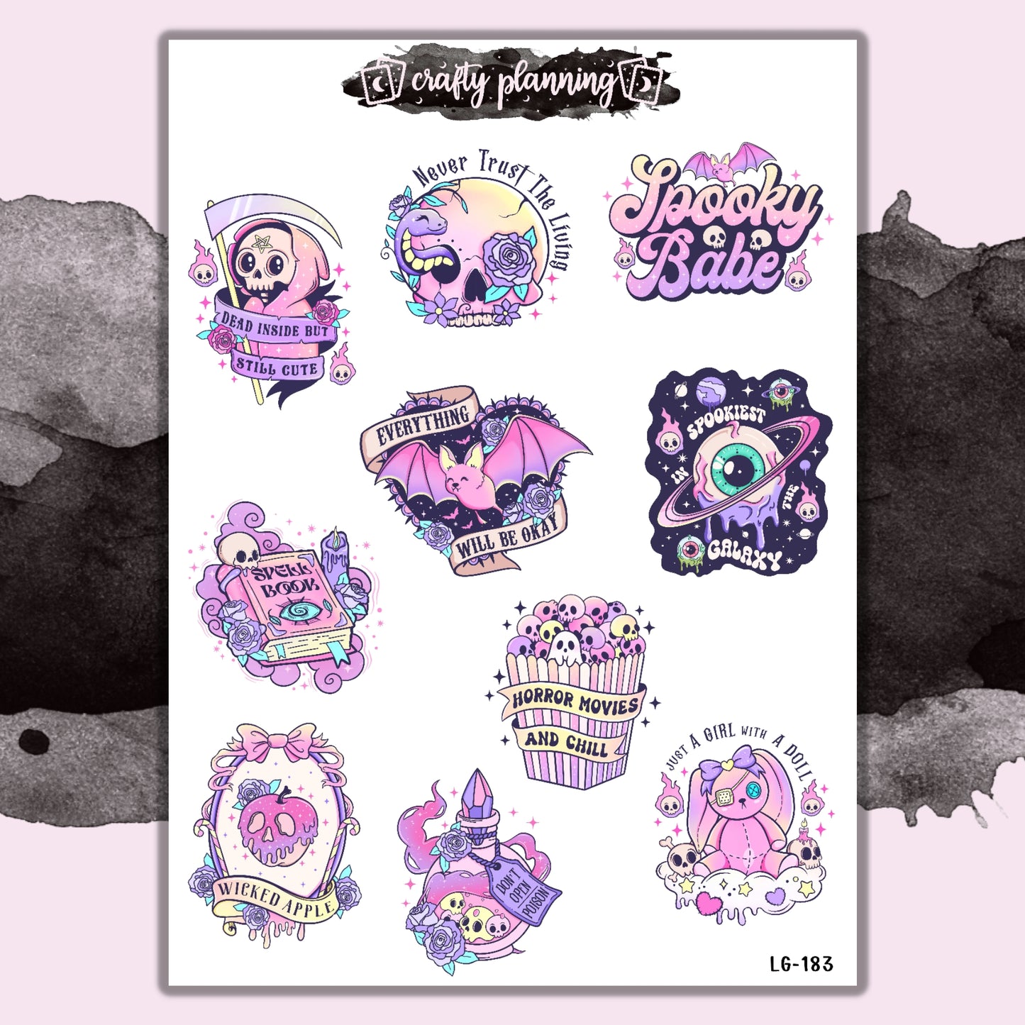 Pastel Goth Deco 1 - Large Sticker Sheet