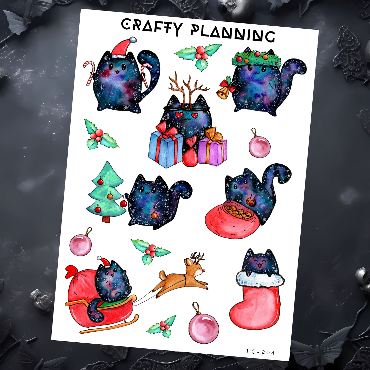 Cosmic Christmas Cats - Deco Sticker Sheets