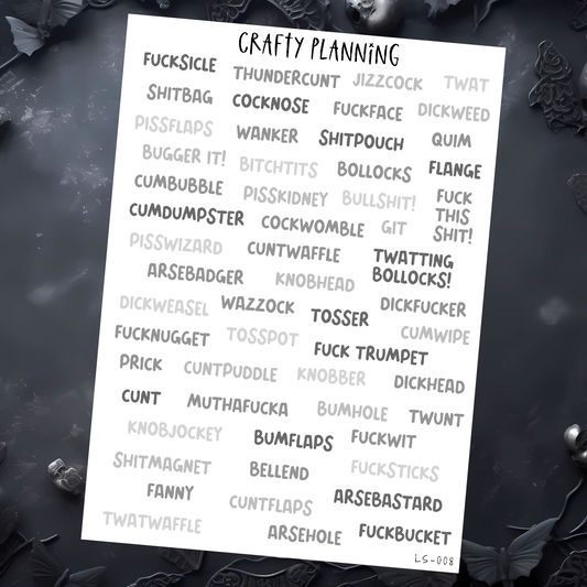 SWEAR WORD STICKERS - GREY WITCH