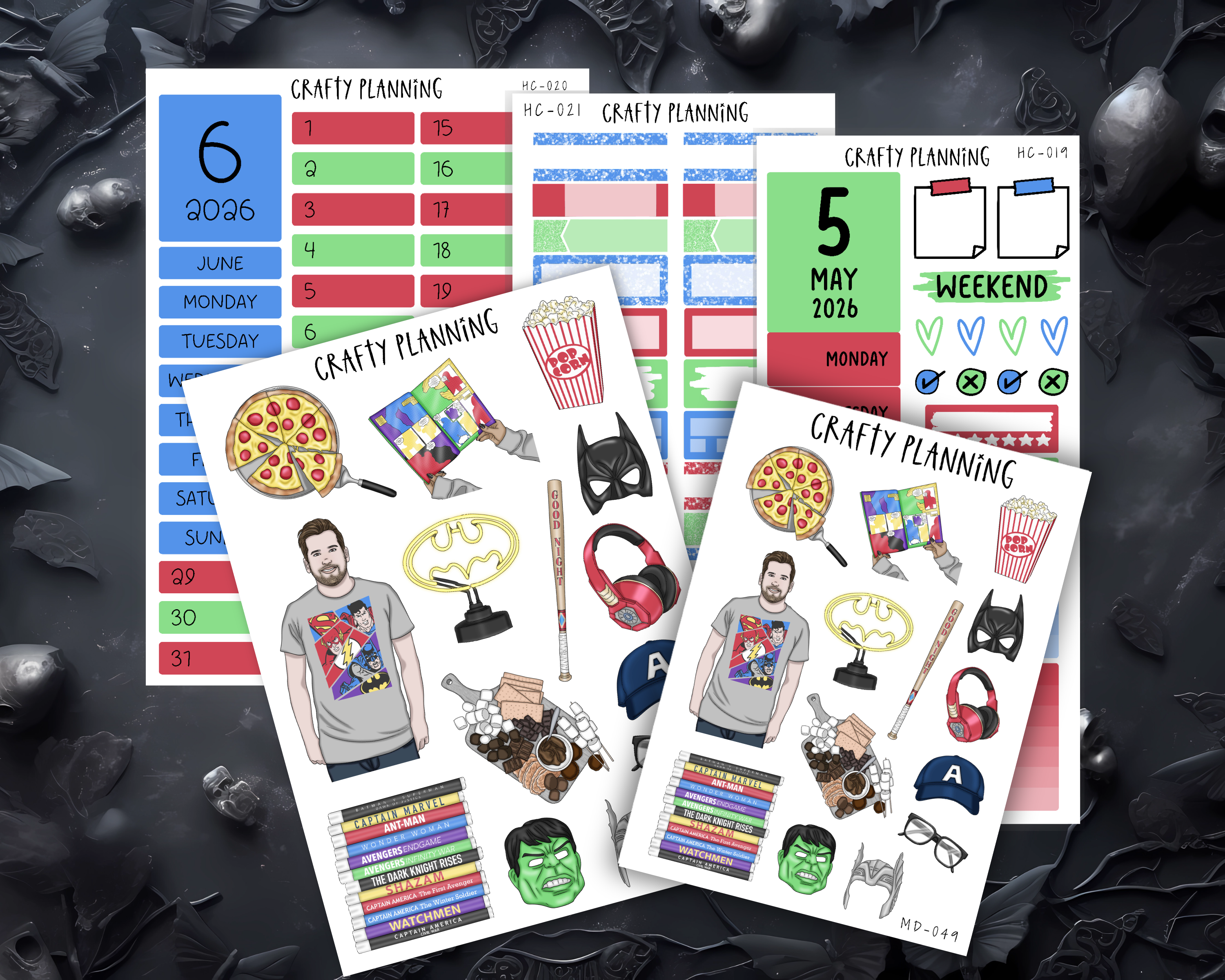 Marvellous Man Planner Kit – Hobonichi Cousin Planner Stickers | Monthly & Weekly Sets