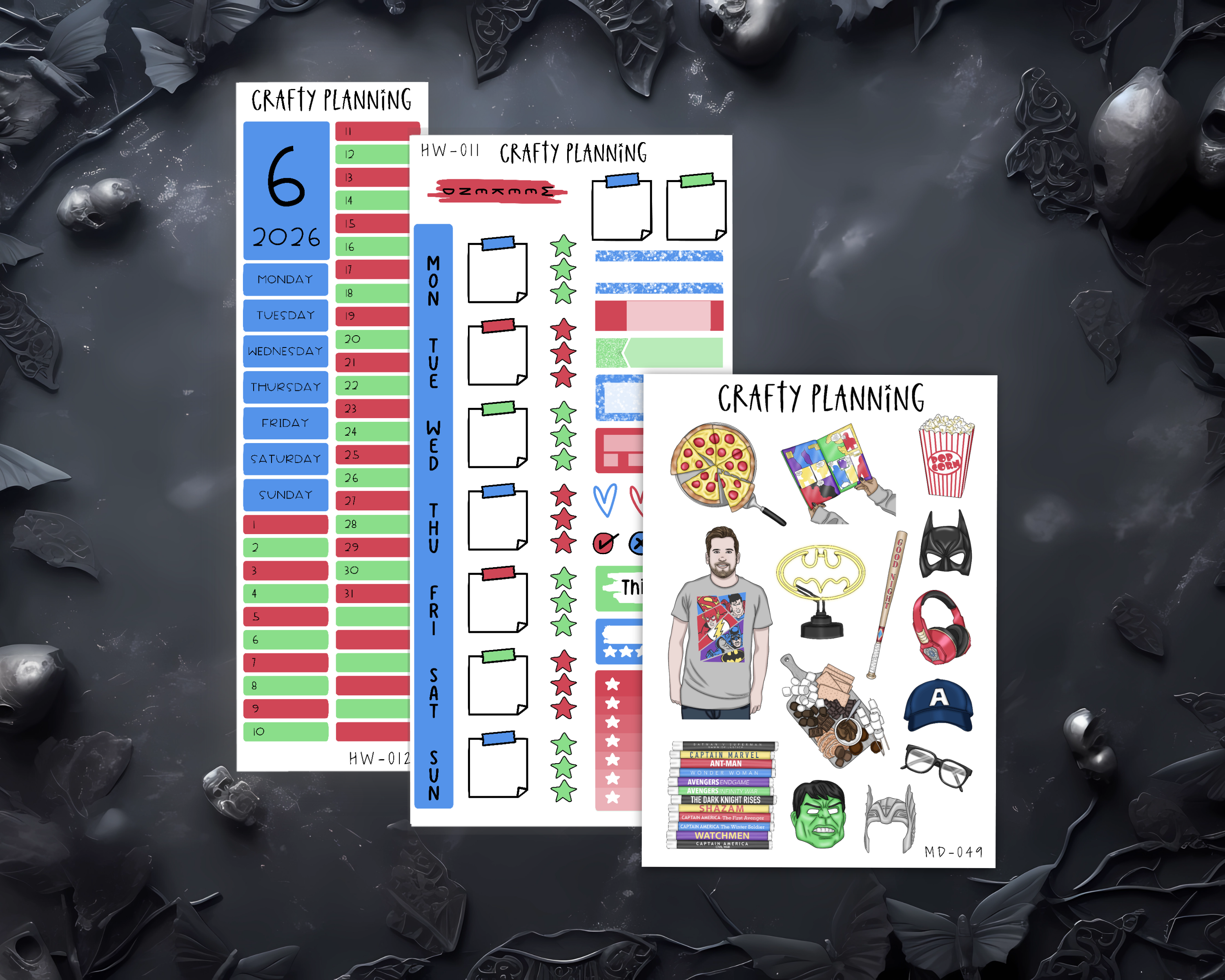 Marvellous Man Planner Kit – Hobonichi Weeks Weekly & Monthly Planner Stickers