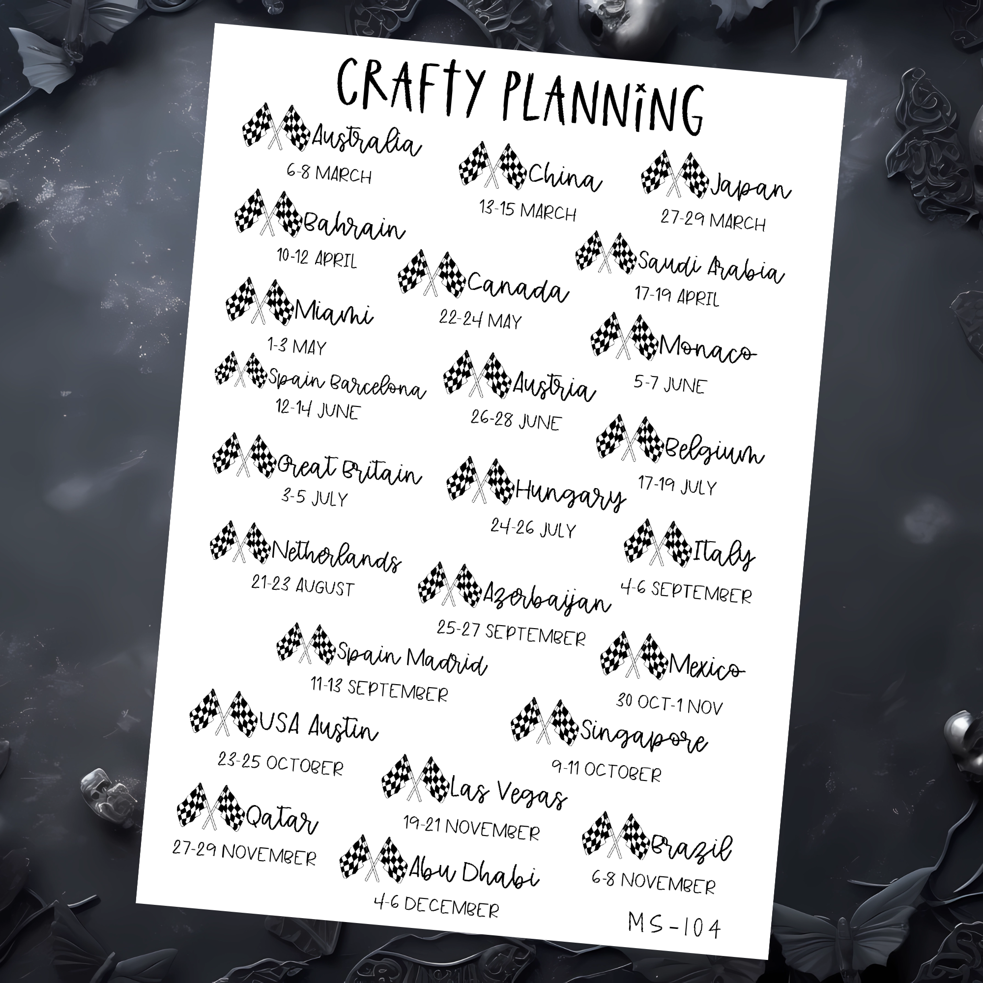 FORMULA ONE DATES 2026