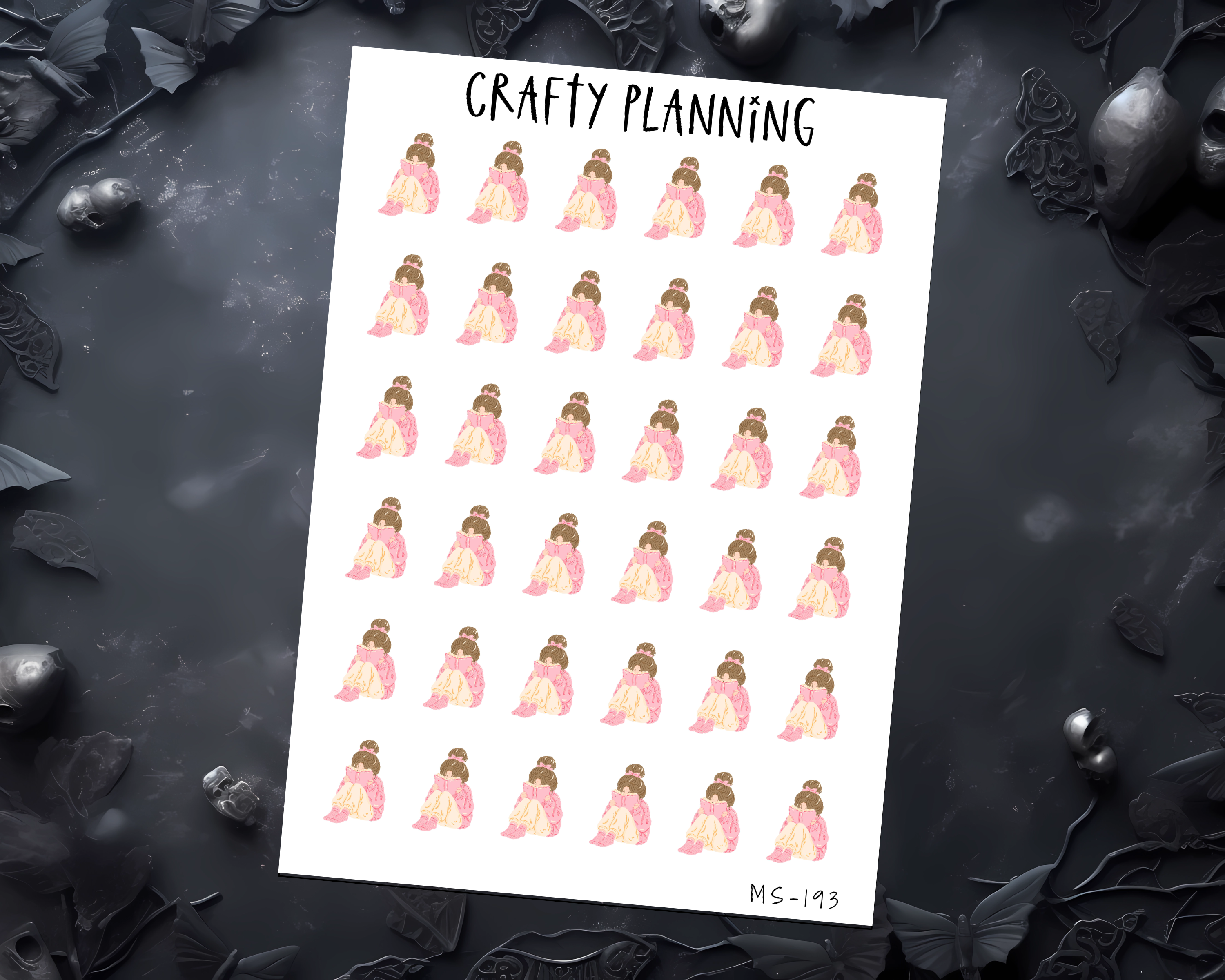 Bookish Stickers – Girl Reading Character Icon