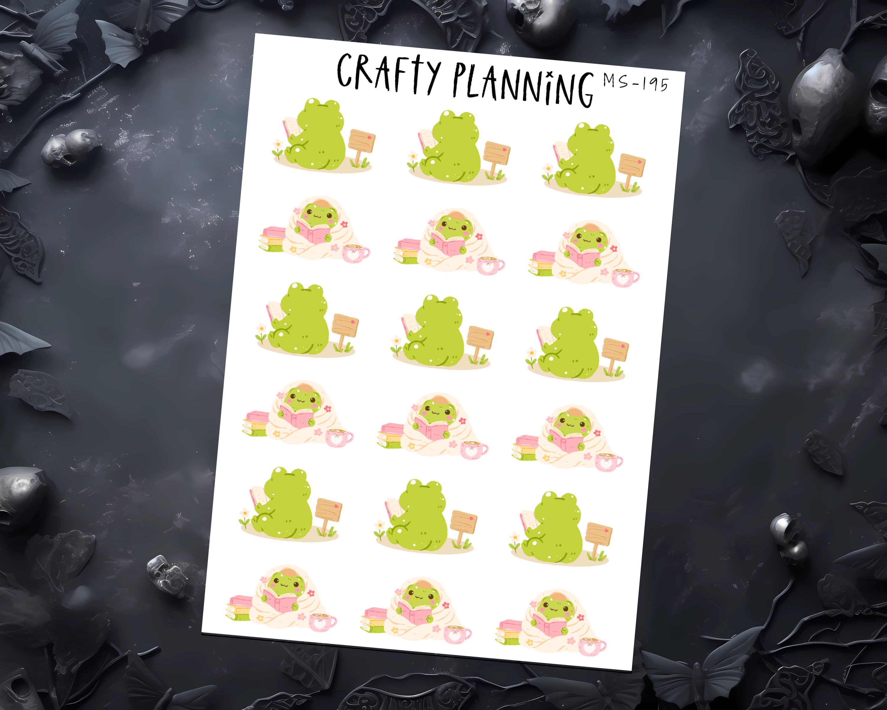 Bookish Stickers – Cheeky Frog Character Sticker Sheet