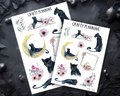 Panther Moon Planner Stickers – Floral Celestial Matte Finish Decorative Sheet
