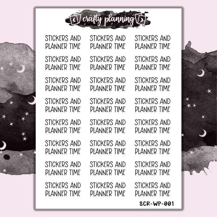 Stickers And Planner Time Script - Mini Sticker Sheet