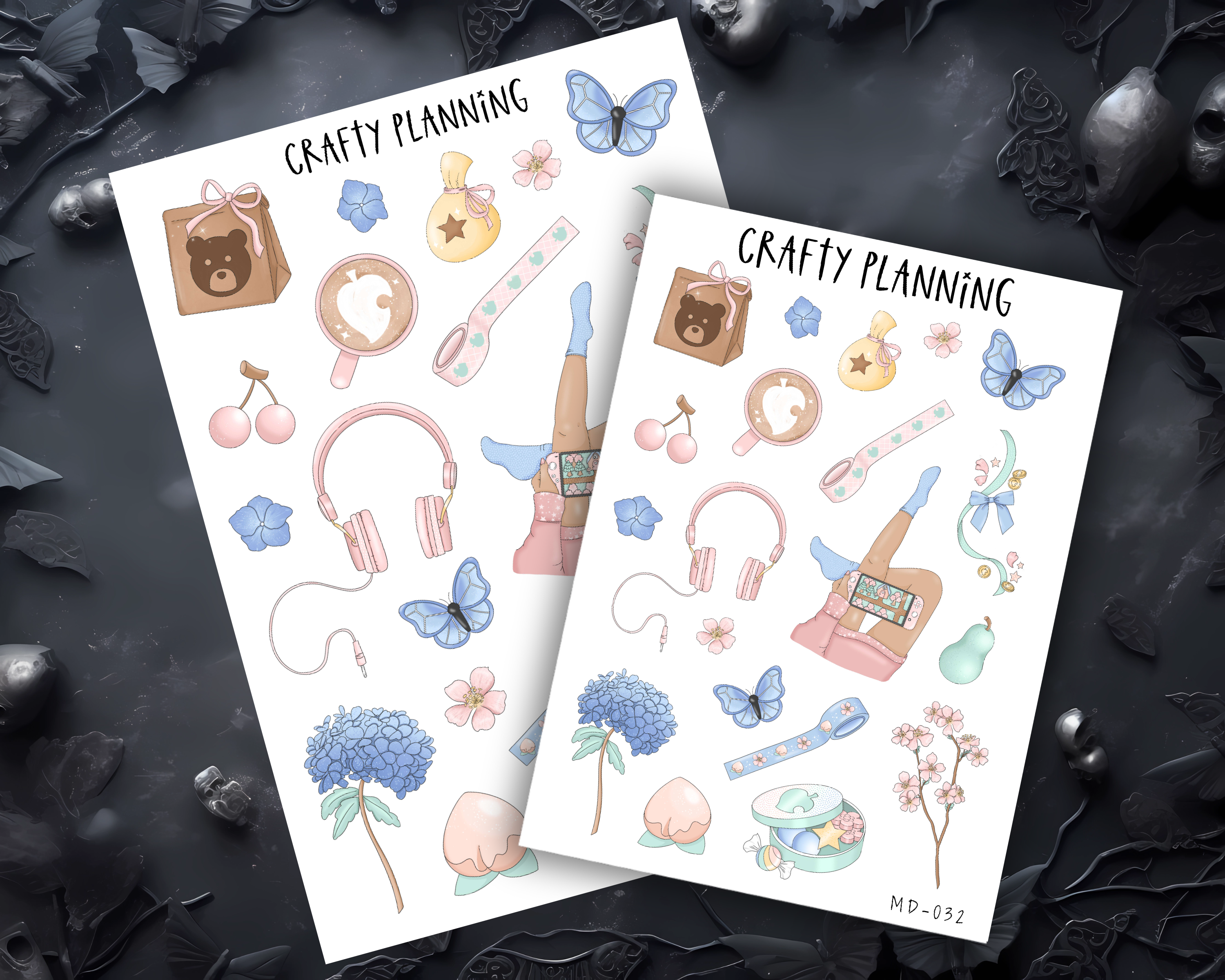 Spring Planner Stickers – Cozy Gaming Sticker Sheet on Matte Paper