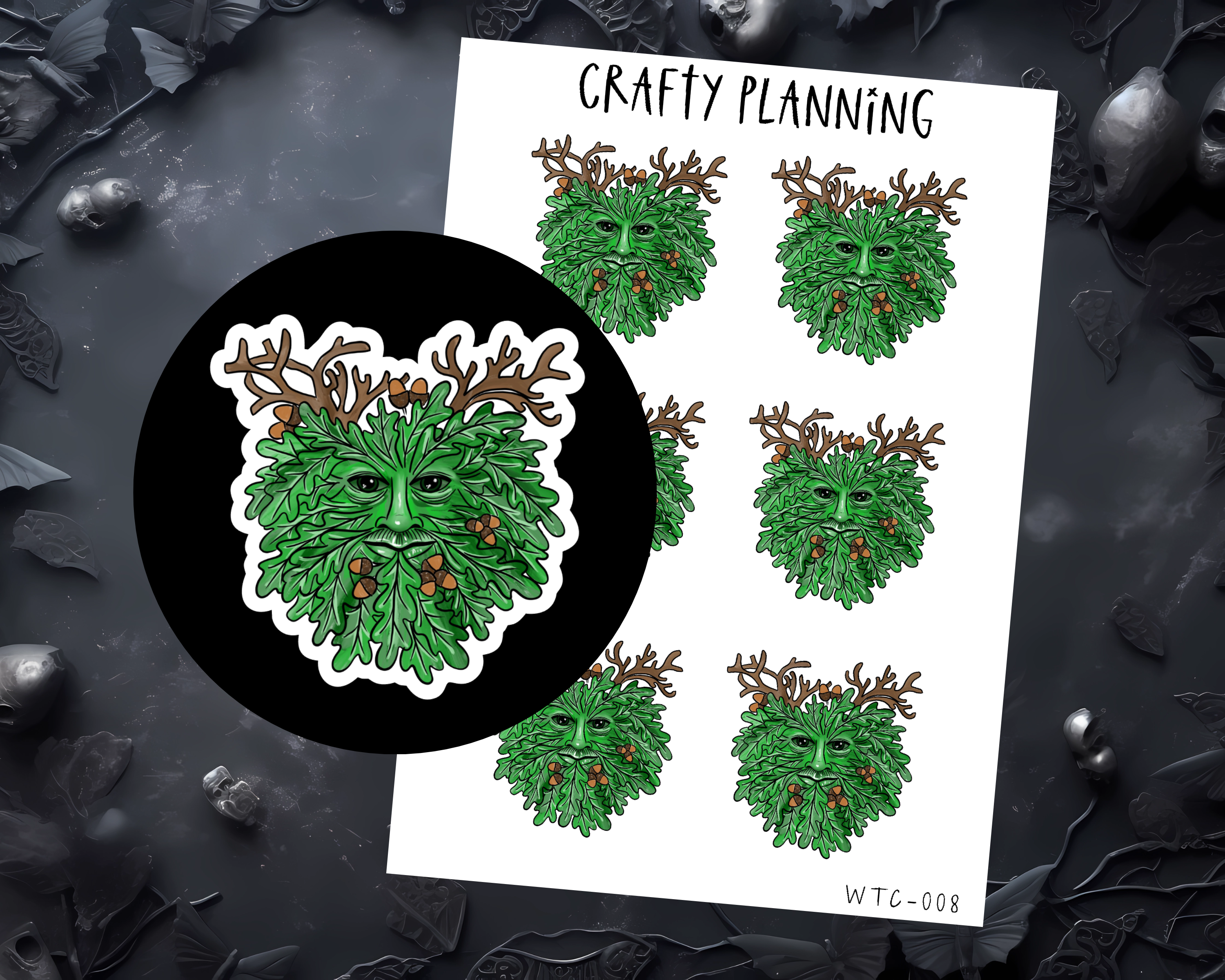Green Man - Hand Drawn - Mini Sticker Sheet
