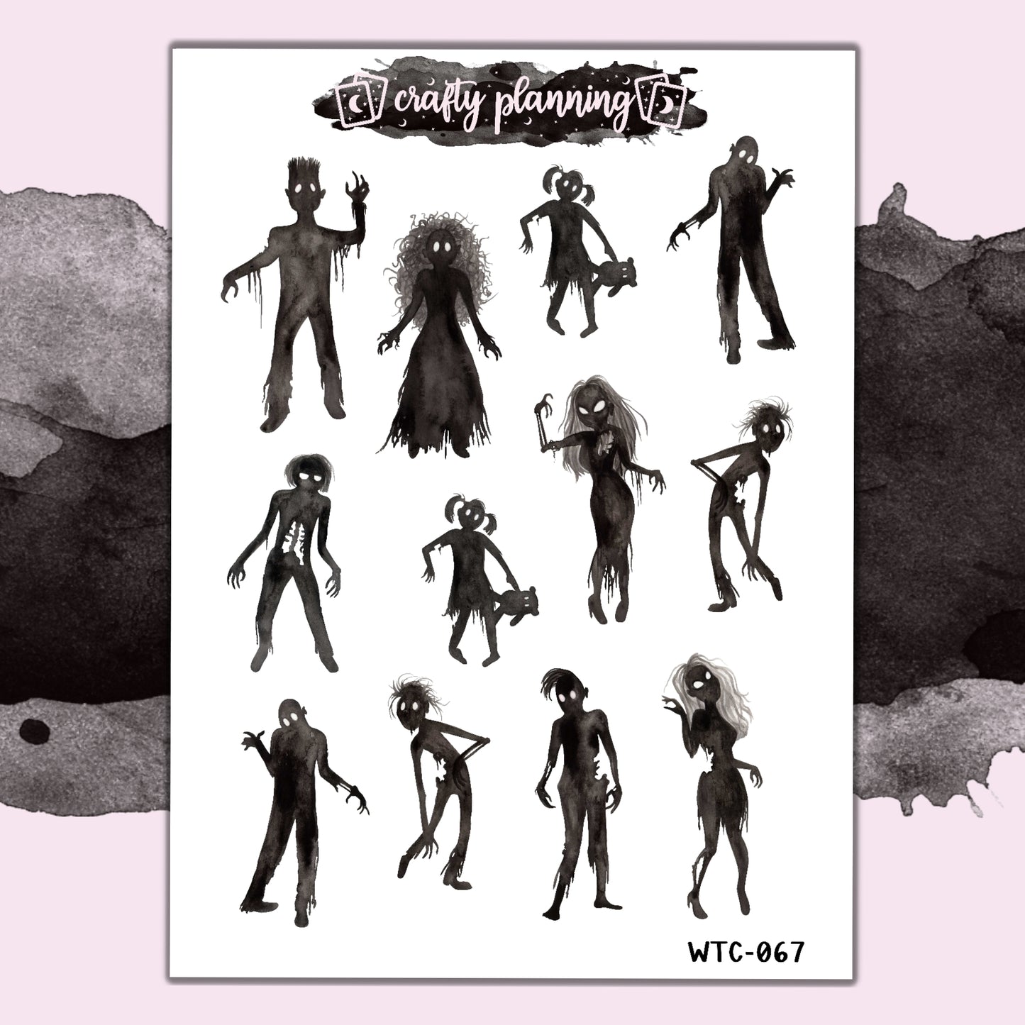 Zombie Silhouettes - Mini Sticker Sheet