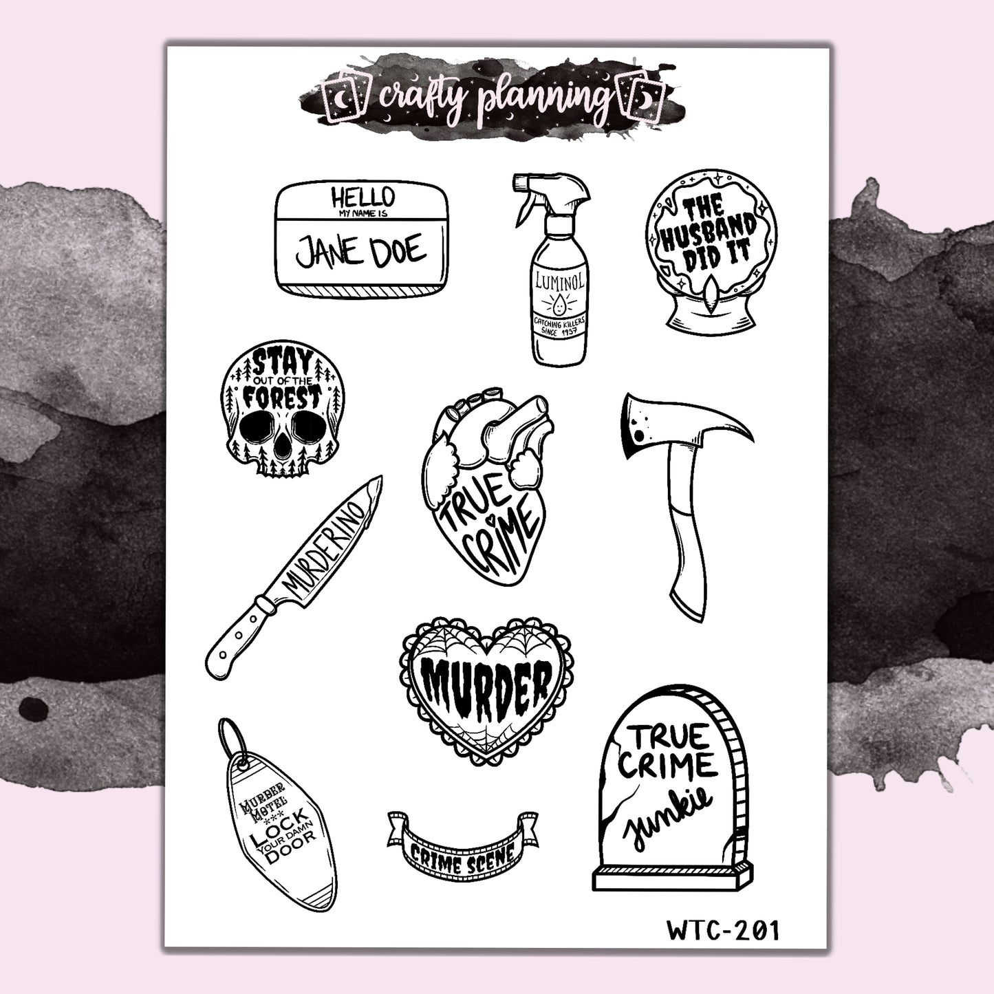 True Crime Deco - Mini Sticker Sheet