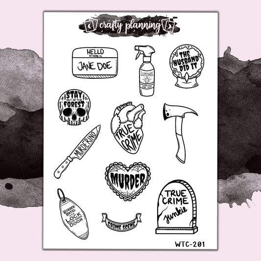 True Crime Deco - Mini Sticker Sheet