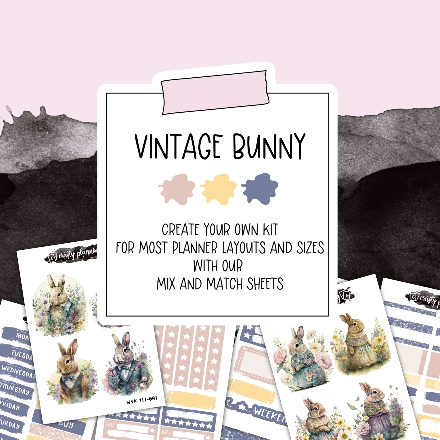 Vintage Bunny - Vertical Planner - Mix & Match Kits
