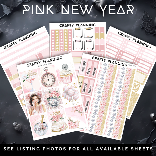 PINK NEW YEAR - Weekly Vertical Planner Kit