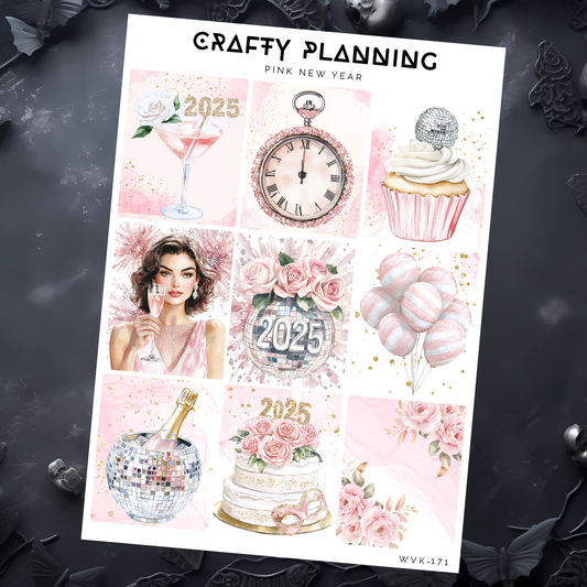 PINK NEW YEAR - Weekly Vertical Planner Kit