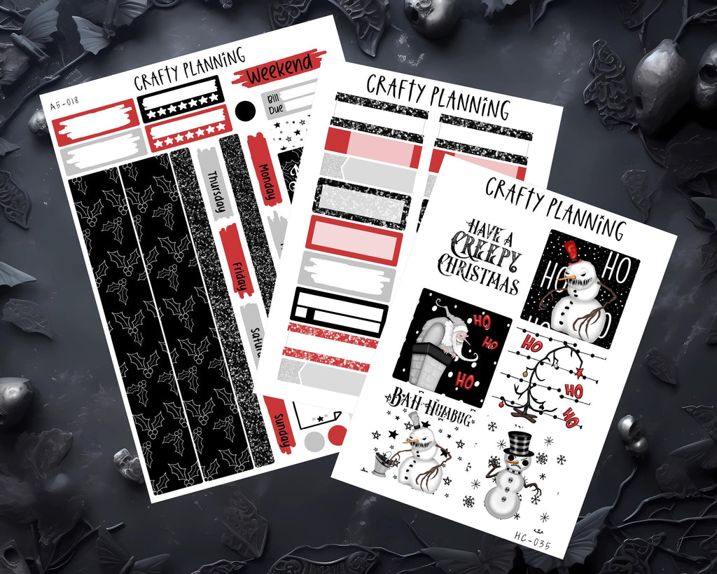 Gothic Xmas Planner Kit - Spooky Christmas Stickers for A5 Weekly Kit