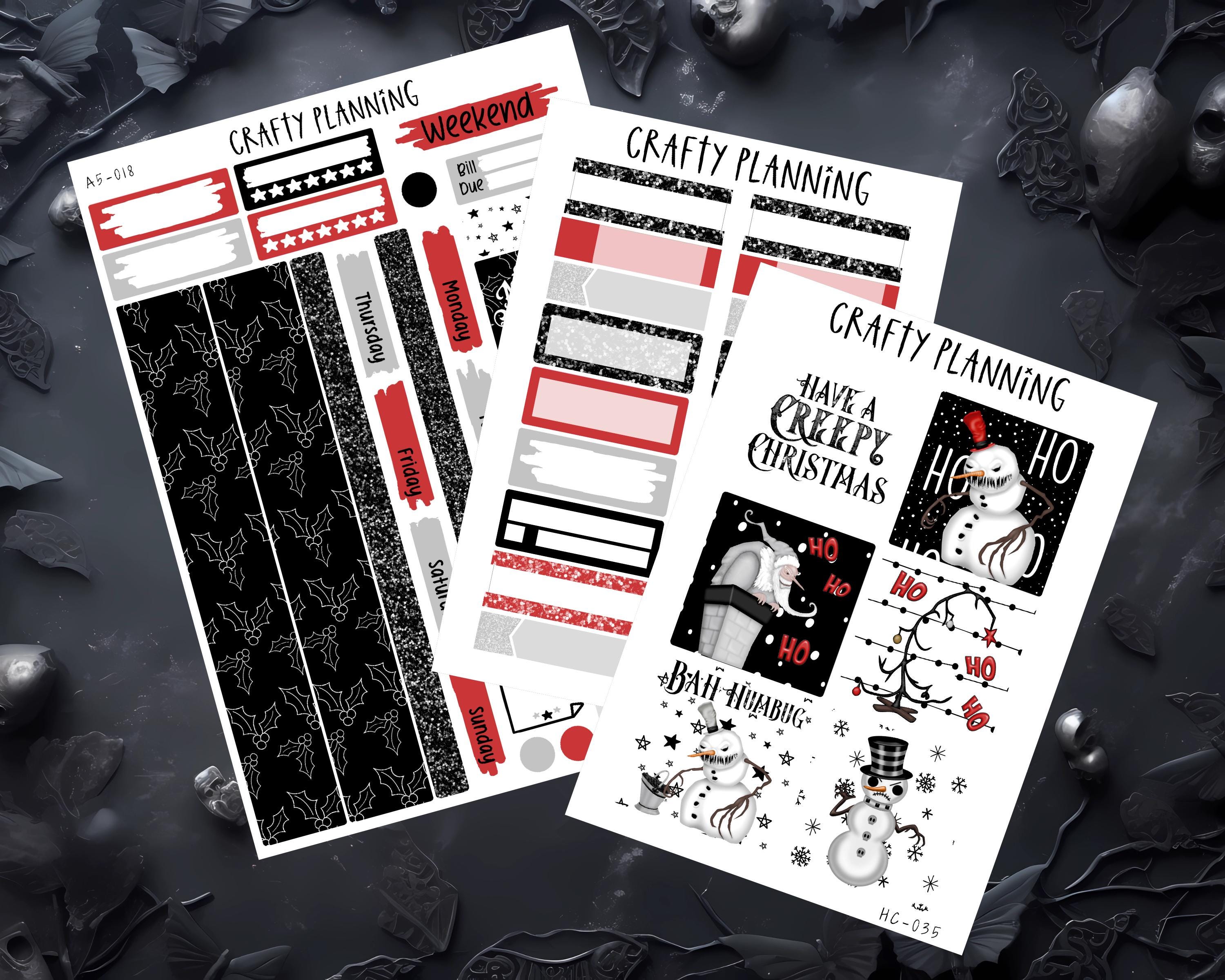 Gothic Xmas Planner Kit - Spooky Christmas Stickers for A5 Weekly Kit