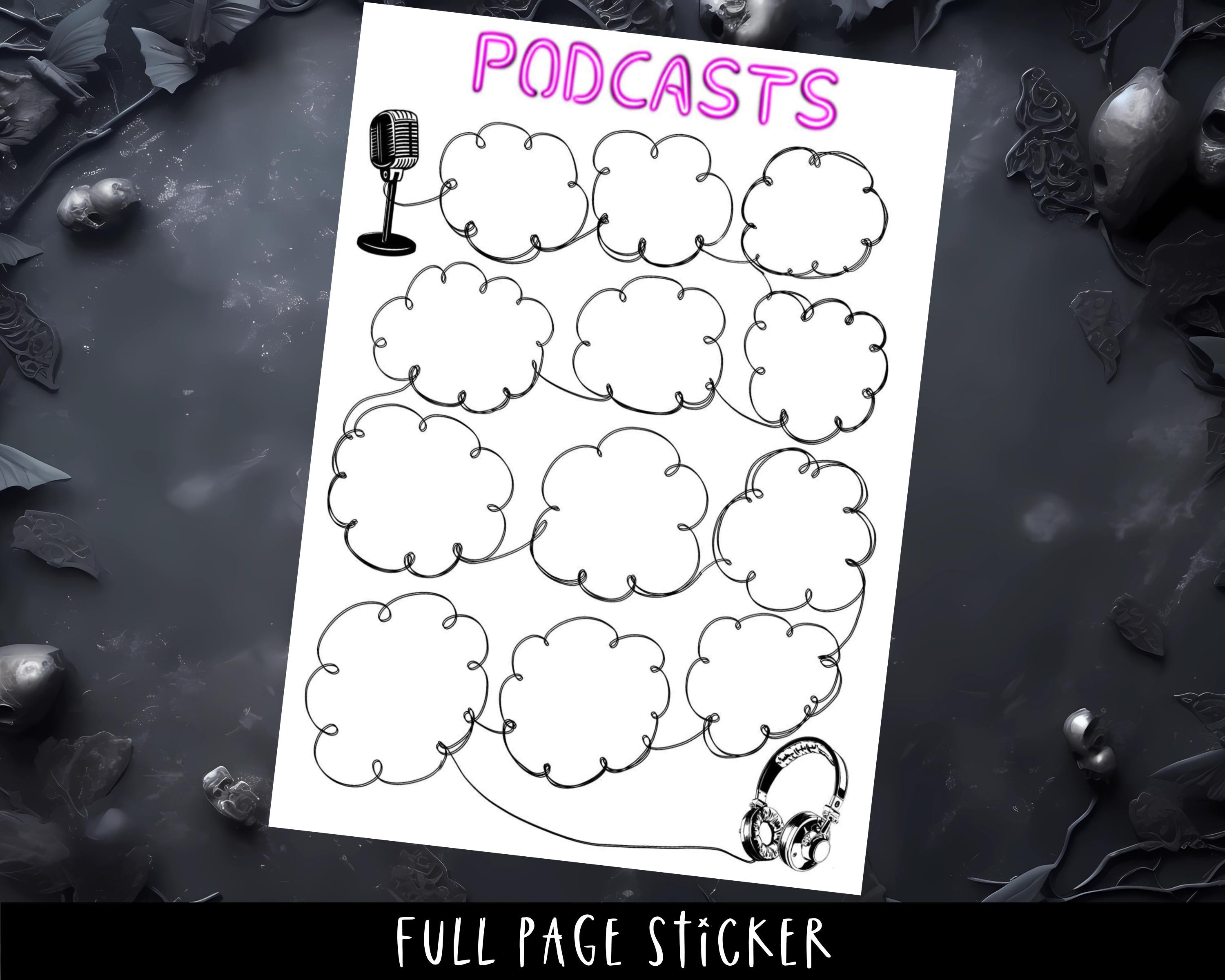 Podcast Planner Stickers - Full Page Tracker Sheet for A5 Planners | Matte Paper