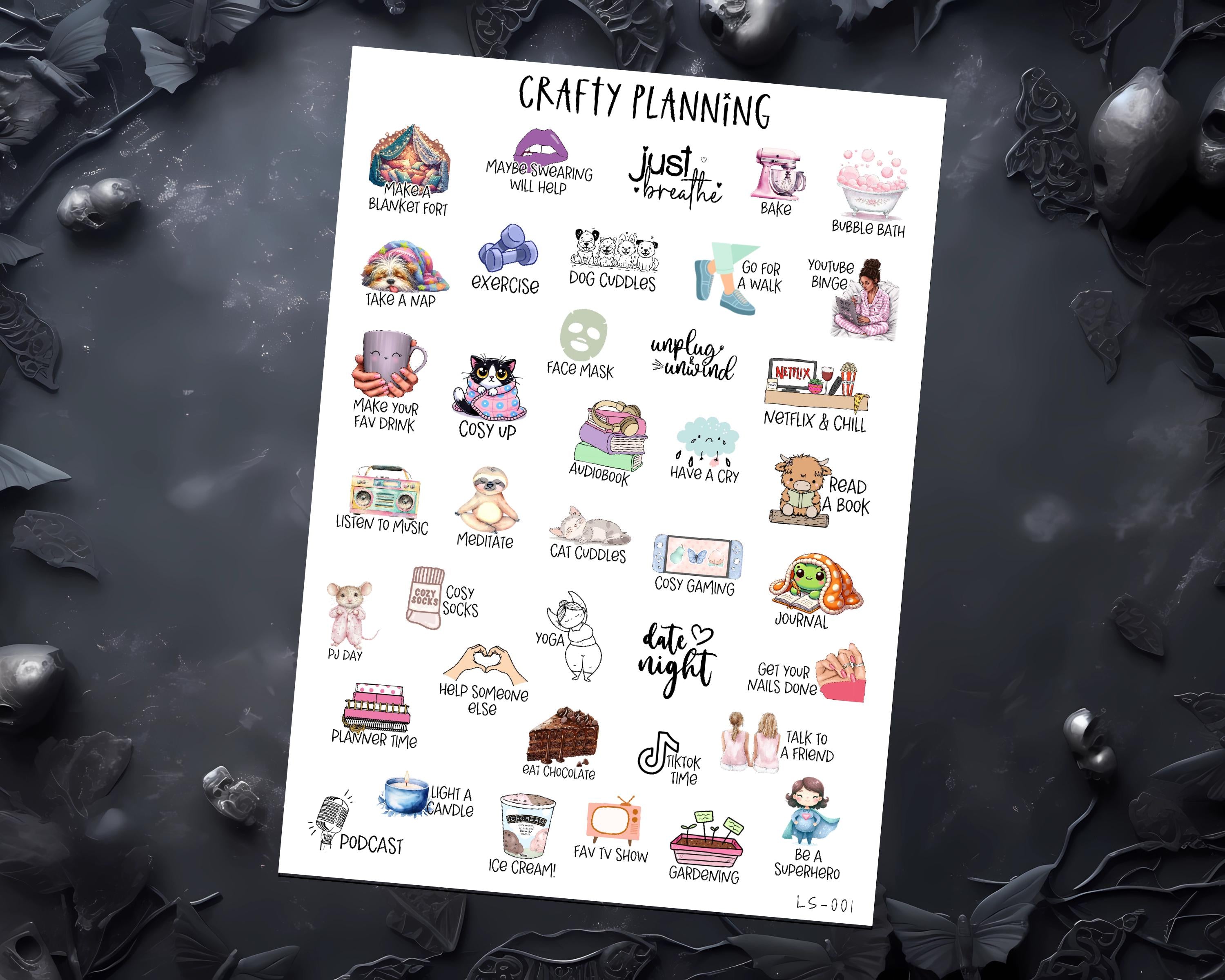 Anxiety Stickers - Self Care & Planner Sheets for Stress Relief & Mental Health