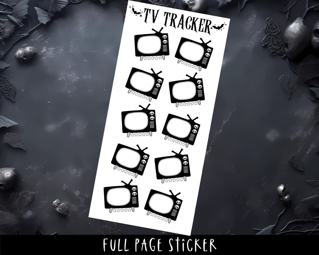 TV Tracker Stickers – Full Page Planner Sheets | Gothic Episode Tracker
