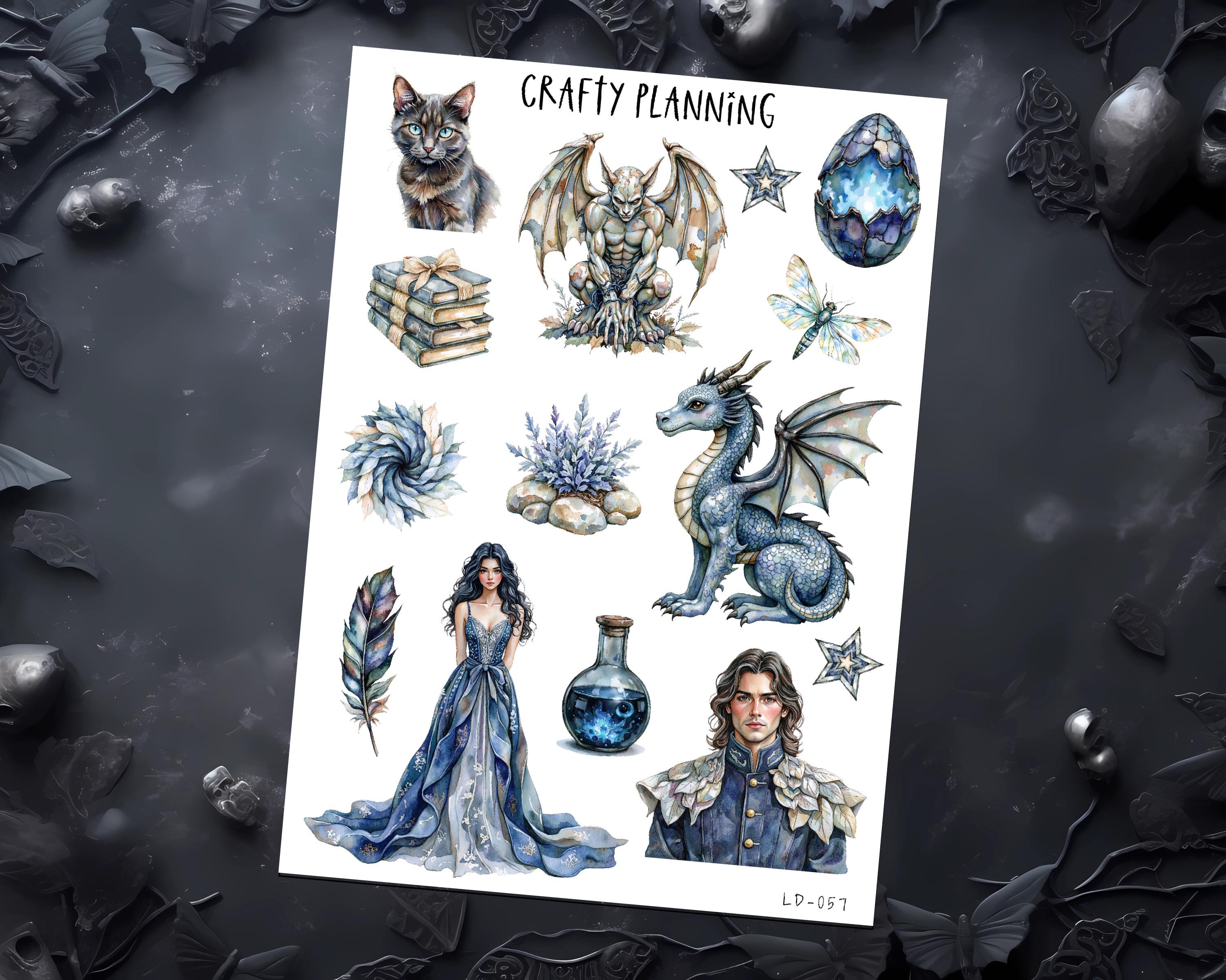Dragon Stickers - Fantasy Deco Sticker Sheet | Planner & Journal Bookish Designs