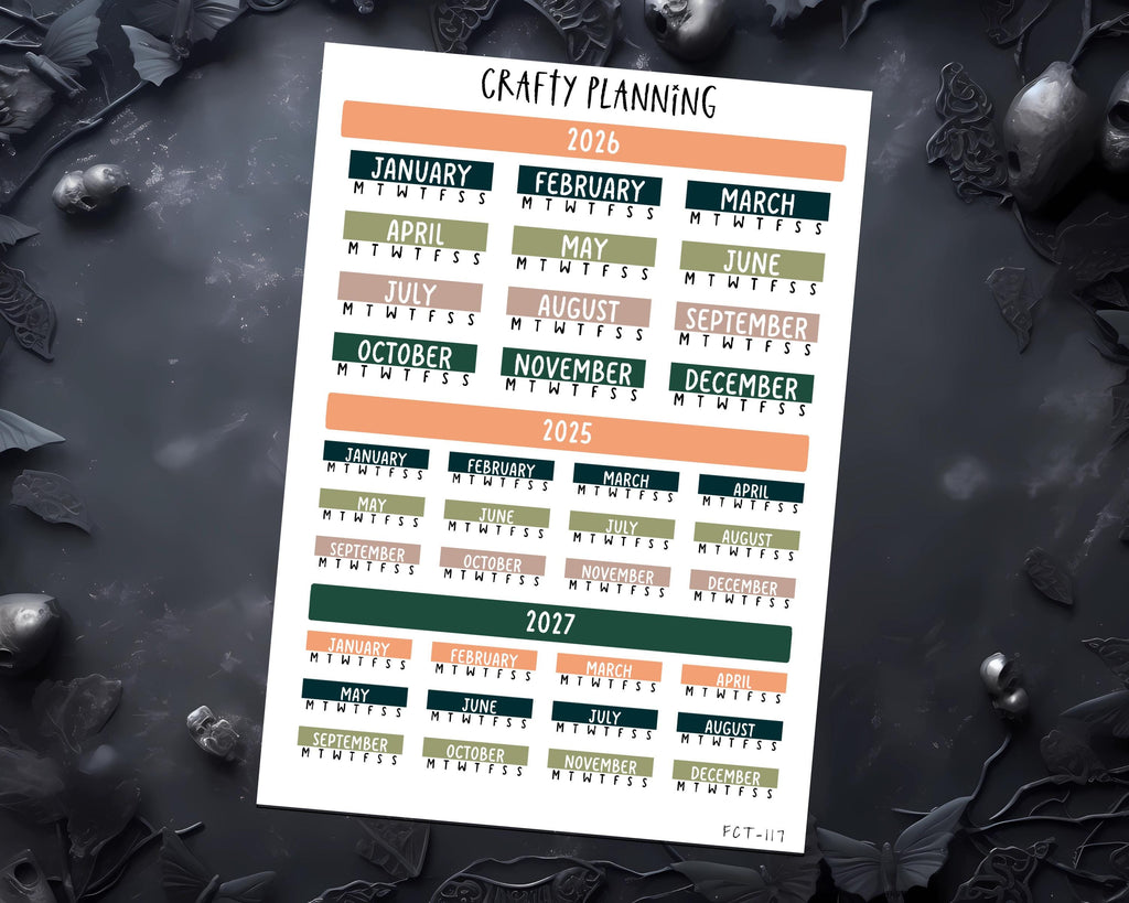 2026 Planner Stickers – Hobonichi Cousin A5 Yearly Overview | Functional Matte Paper