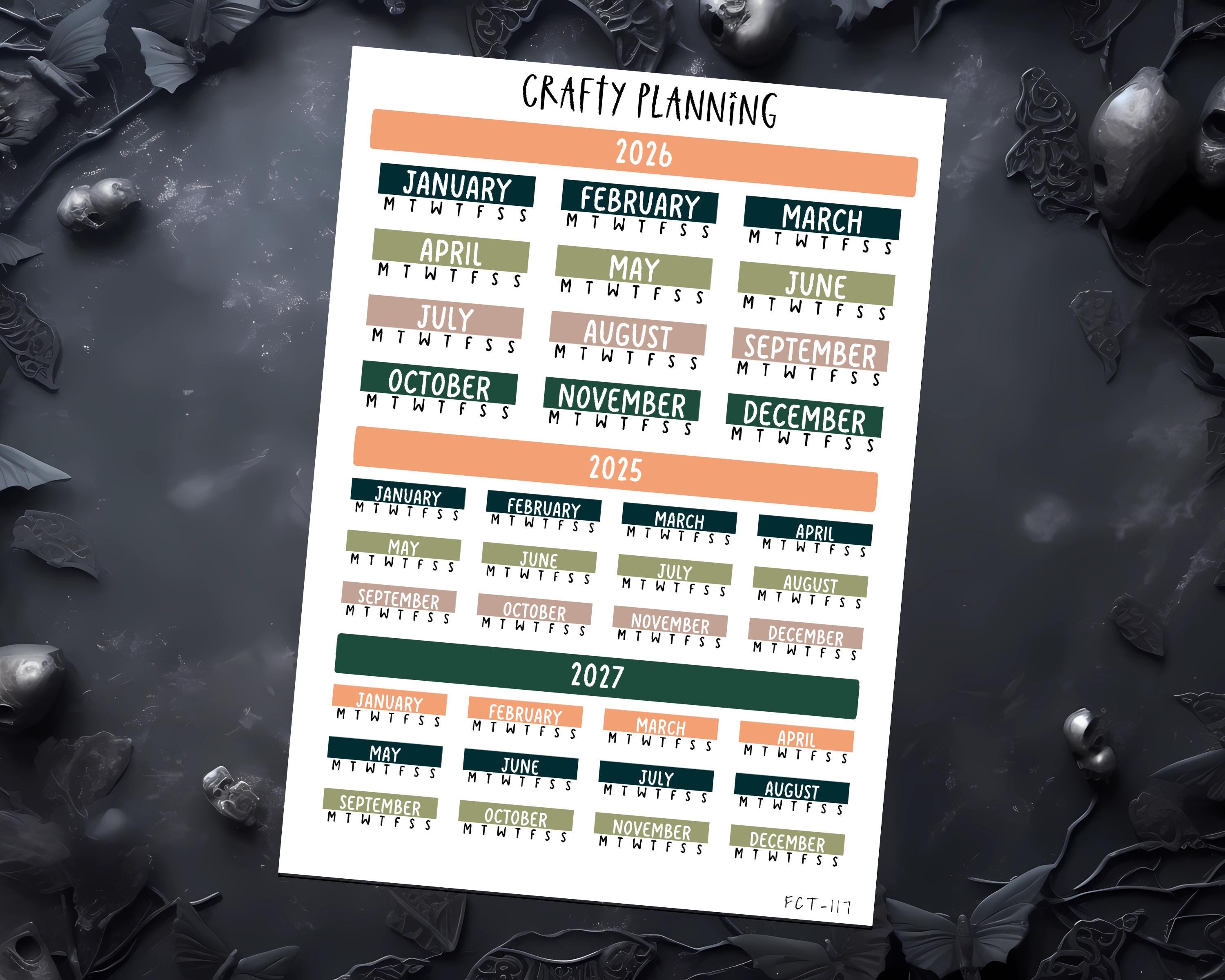 2026 Planner Stickers – Hobonichi Cousin A5 Yearly Overview | Functional Matte Paper