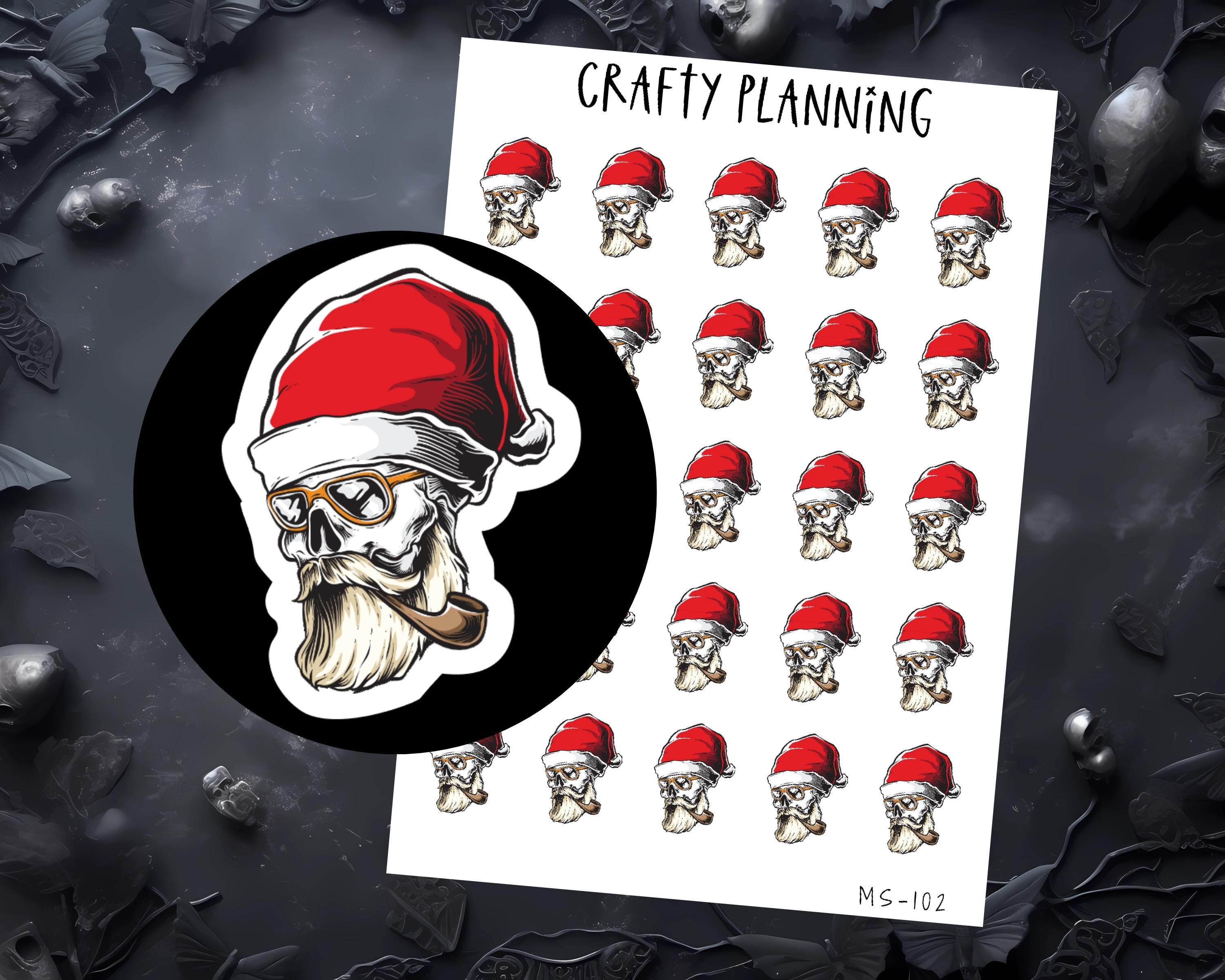 Gothic Santa Stickers – Skull Santa Decals | Alternative Xmas Planner Decoration