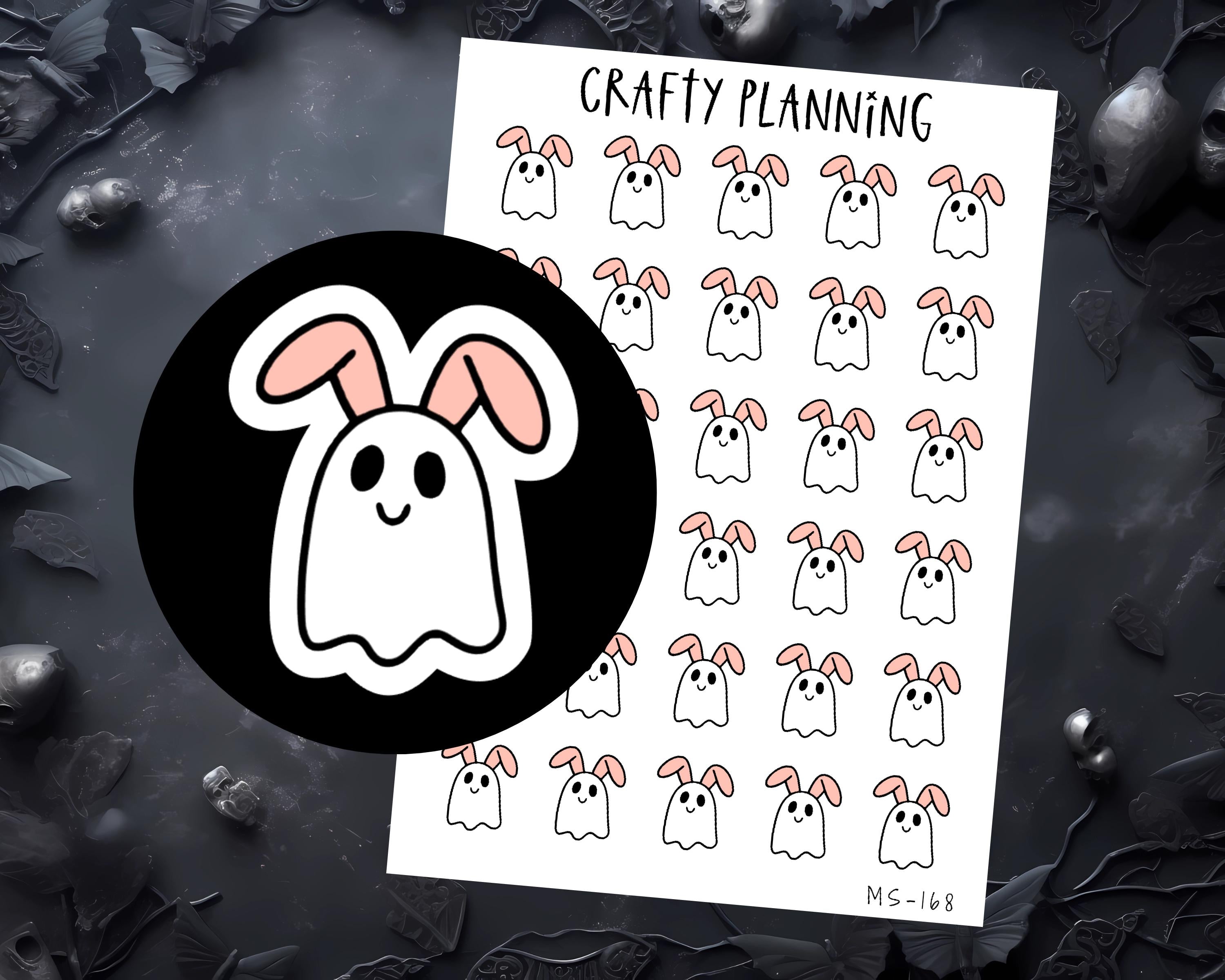 Ghost Bunny Stickers - Cute Easter Rabbit Planner Journal Stickers