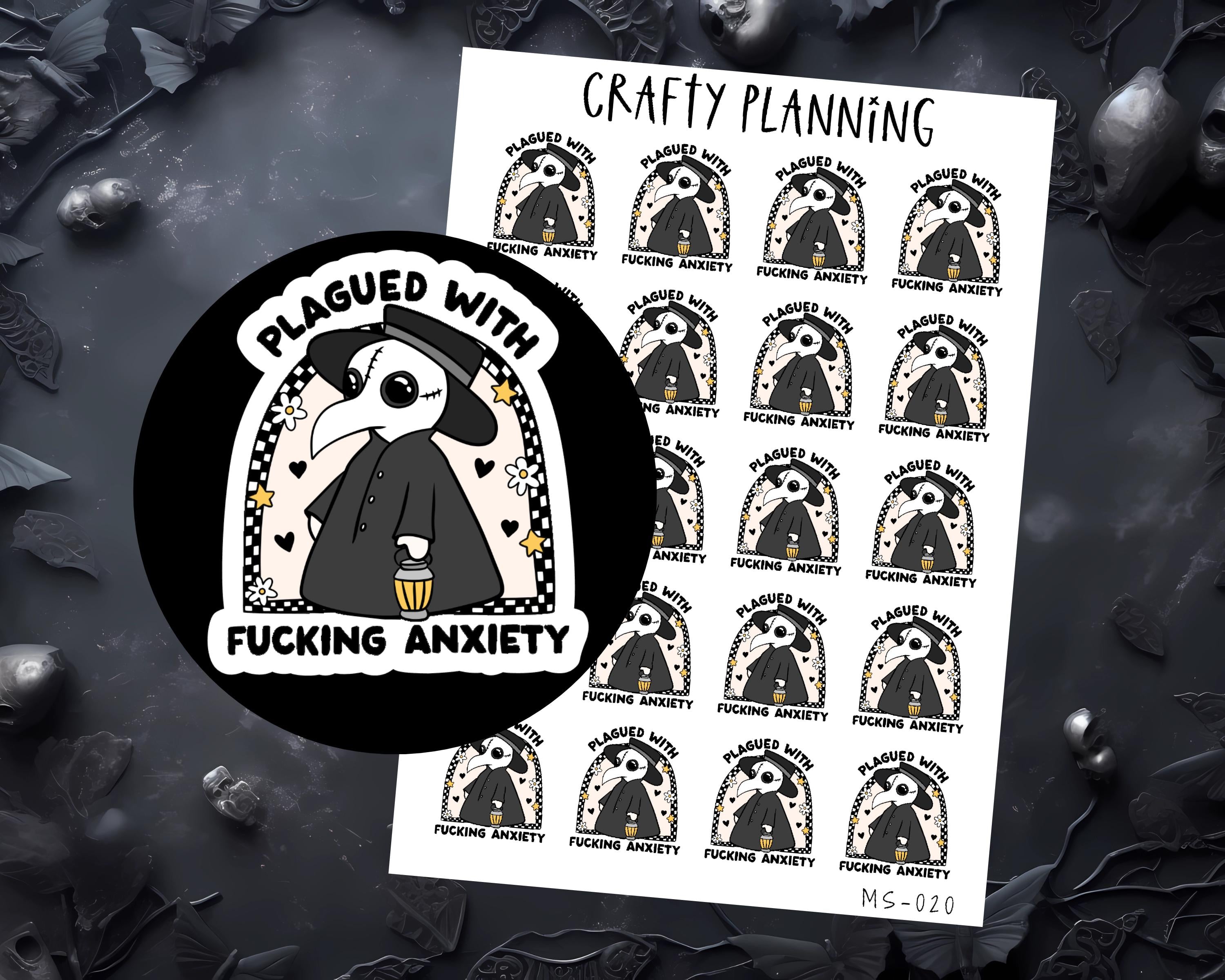 Anxiety Stickers - Mental Health Vinyl Sticker Sheet for Planners & Journals