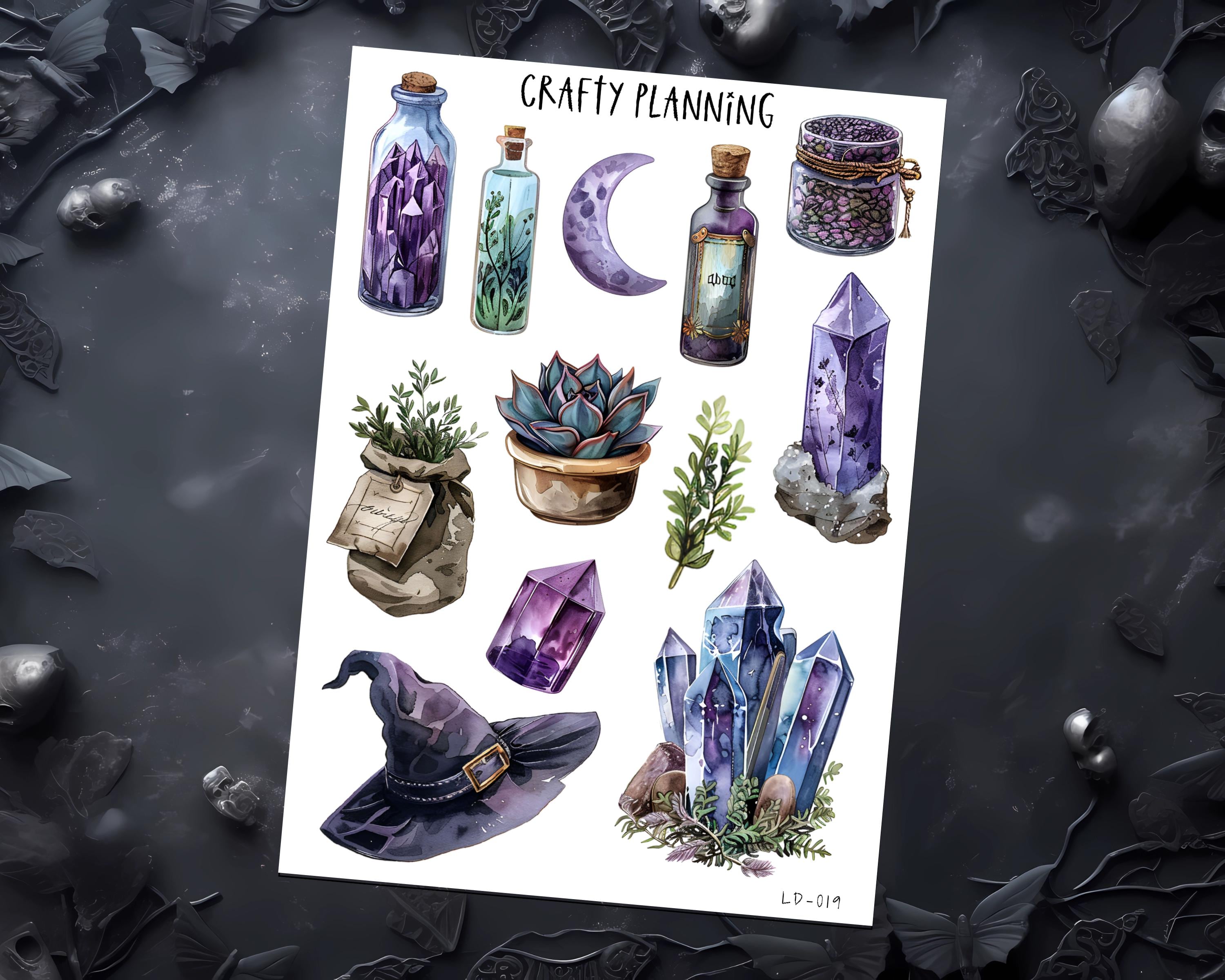 Witch Planner Stickers - Gothic Occult Pagan Esoteric Grimoire Decals