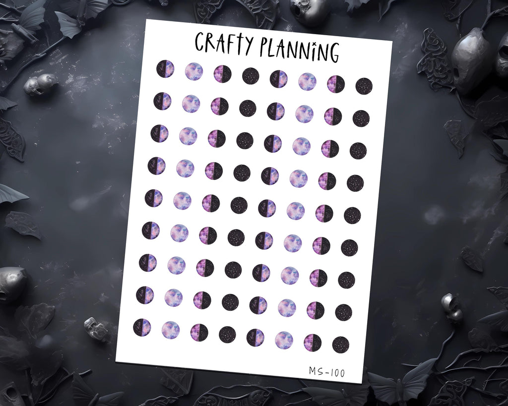 Moon Phase Stickers – Planner, Witchcraft & Moon Tracker Decals on Matte Paper