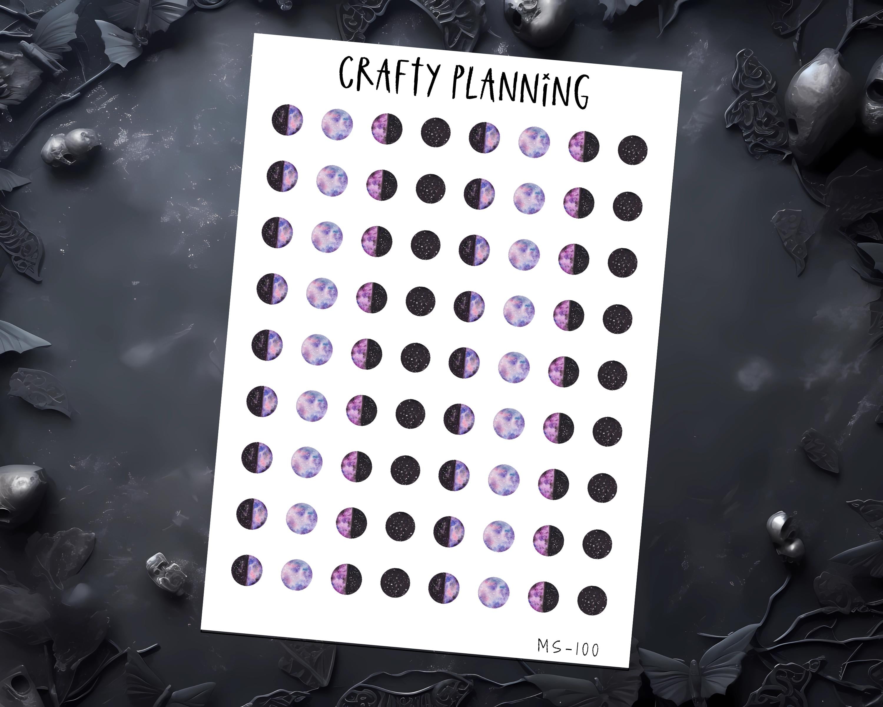 Moon Phase Stickers – Planner, Witchcraft & Moon Tracker Decals on Matte Paper