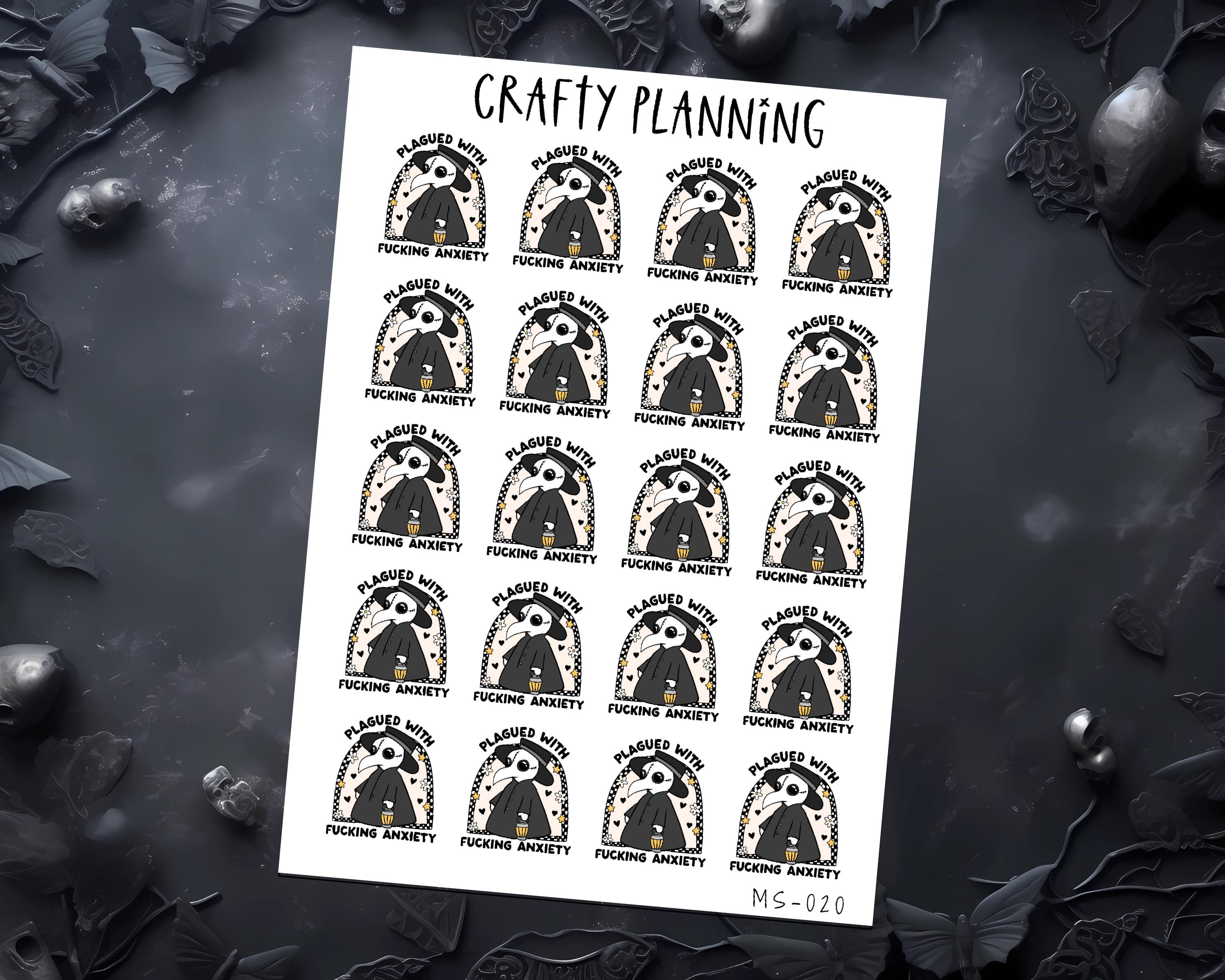 Anxiety Stickers - Mental Health Vinyl Sticker Sheet for Planners & Journals