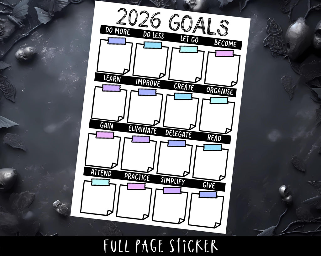 Planner Stickers - Full Page 2026 Goals & Resolution A5 Journal Sheets