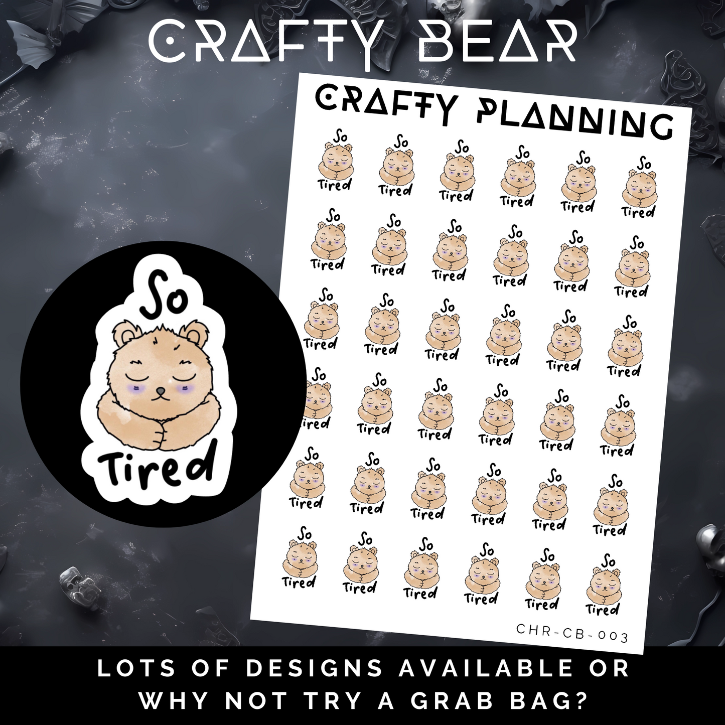 So Tired - Crafty Bear - Mini Sticker Sheet