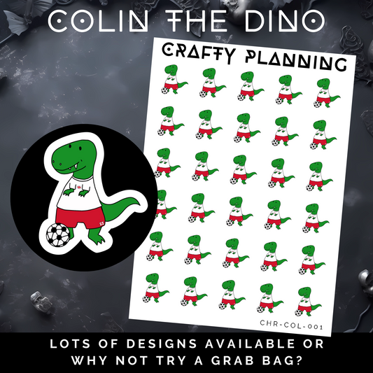 Football - Colin The Dino - Mini Sticker Sheet