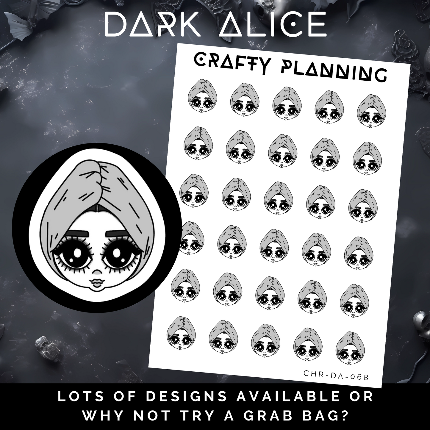 Wash Hair - Dark Alice - Mini Sticker Sheet