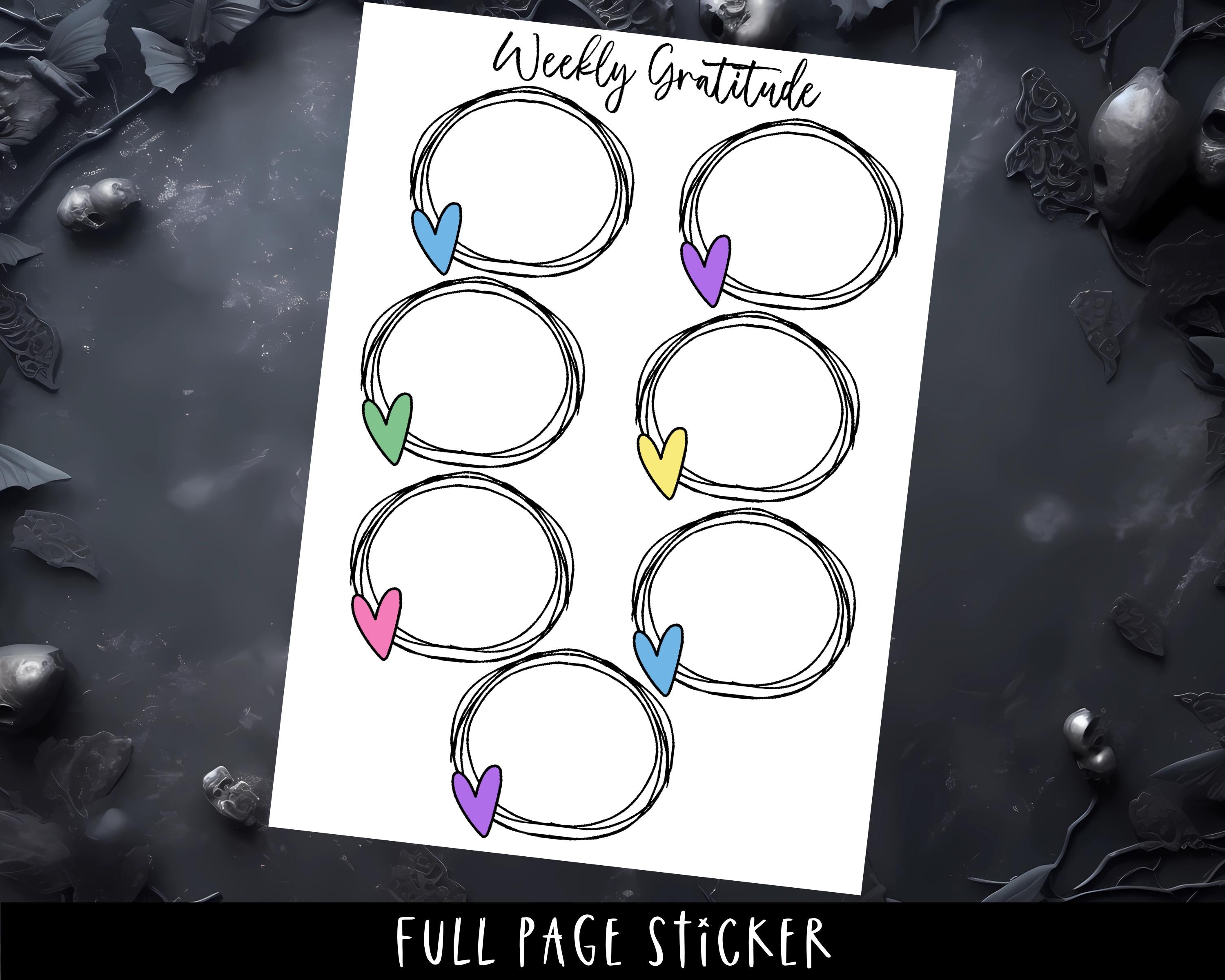 Gratitude Planner Sticker - Full Page Sheets for Weekly Tracker & Journal