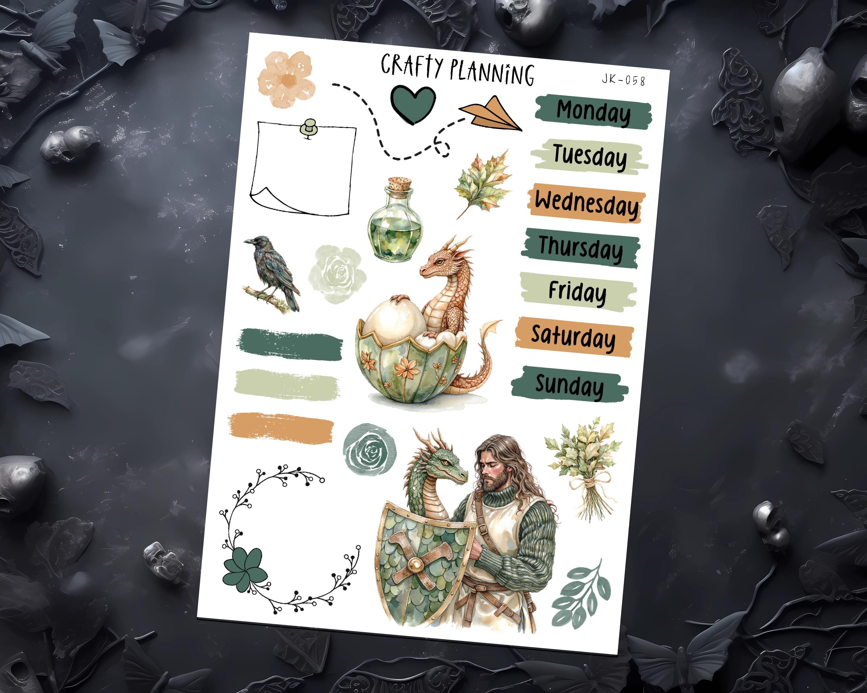 Dragon Stickers - Mythical Creature Decals | Planner & Journal Deco Sheet