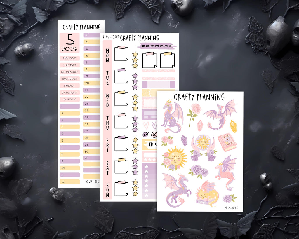 Fantasy Planner Kit | Cute & Witchy Planner Stickers with Functional Boxes