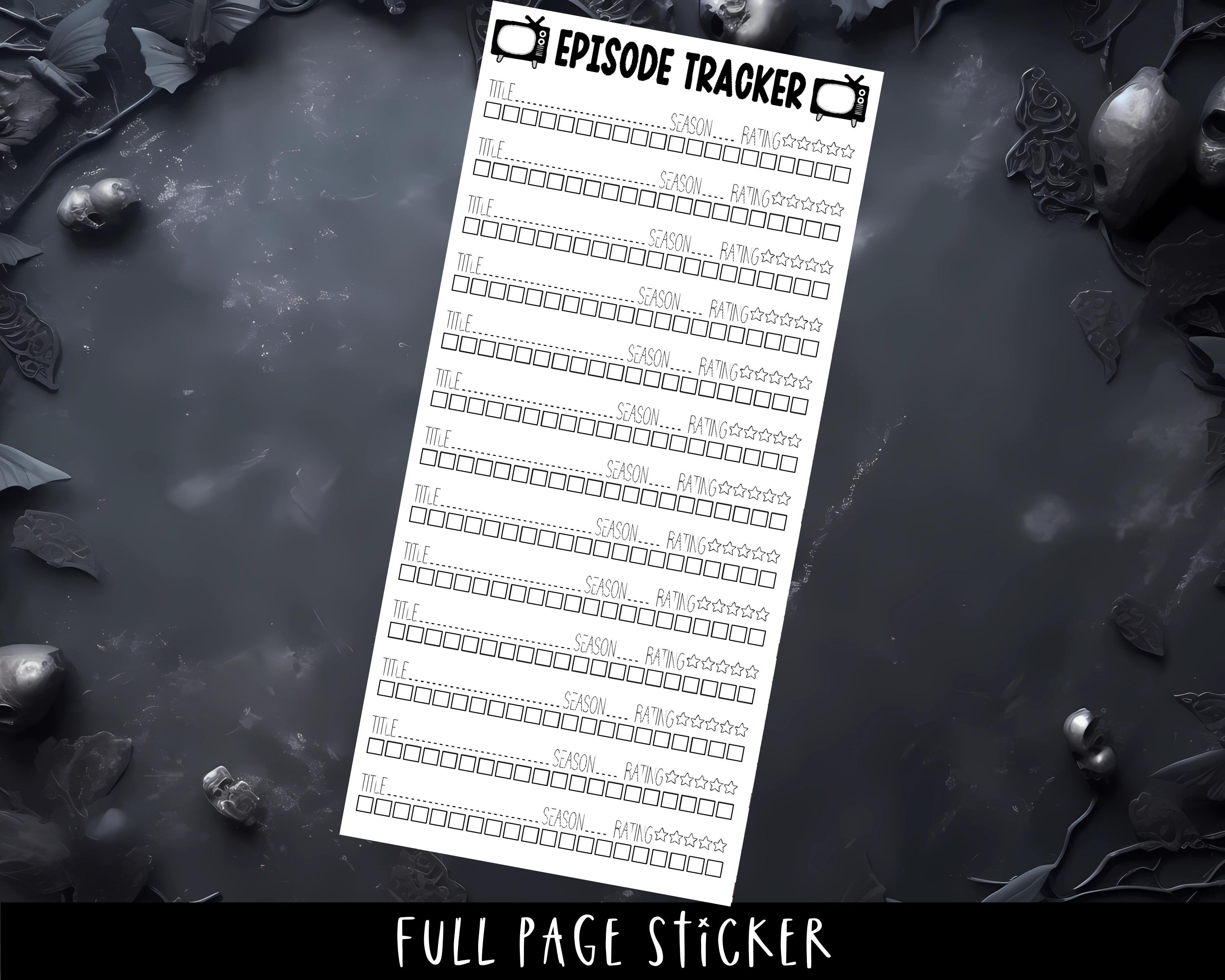 Planner Stickers | Full Page Bullet Journal Tracker for TV Shows & Episodes