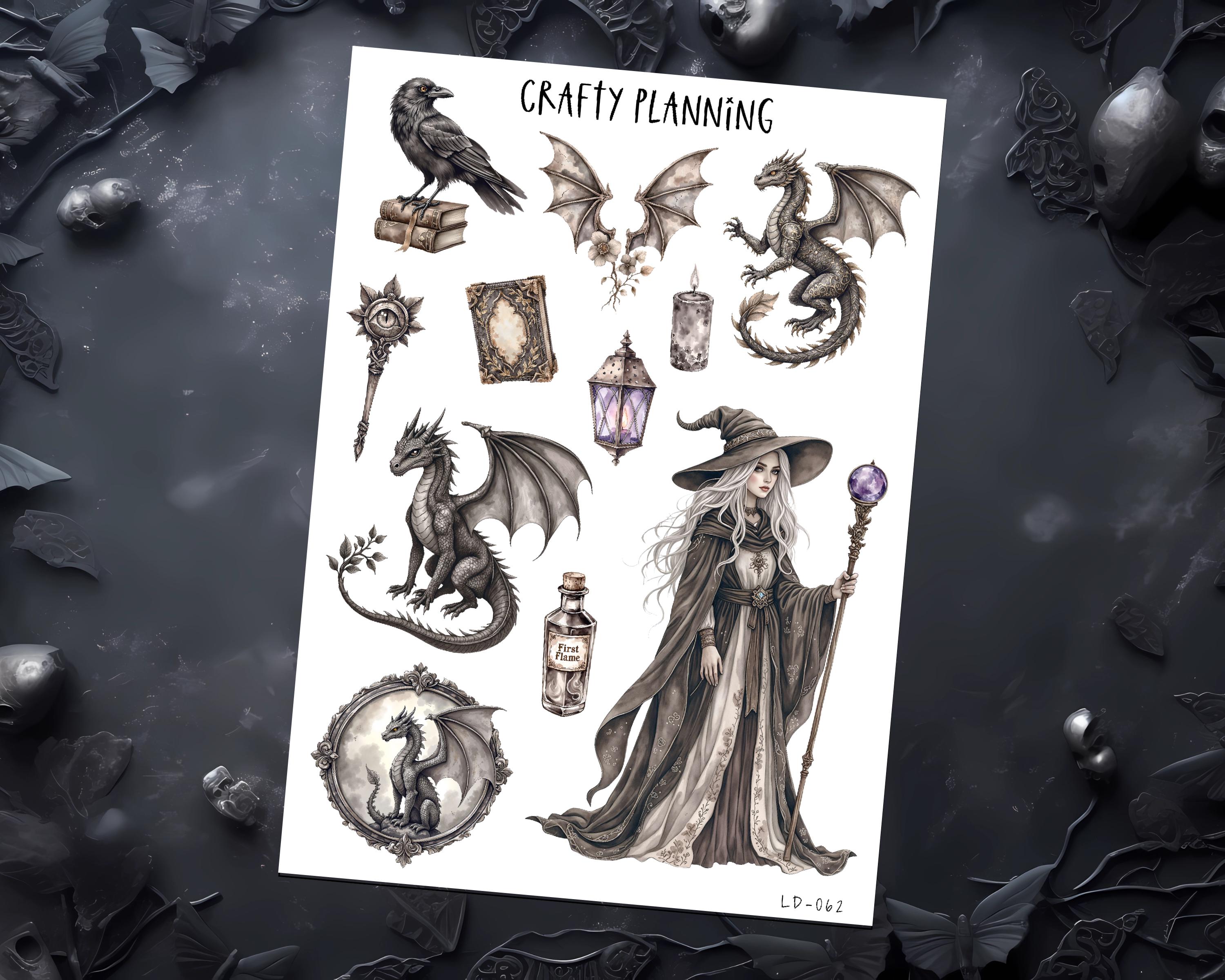 Dragon Stickers – Fantasy Deco Sticker Sheet With Premium Matte Finish