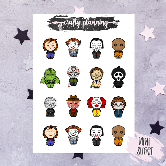 Horror Movie Character Stickers, Halloween Stickers, Planner Stickers, Horror Stickers, Hellraiser, Scream Movie, Movie Stickers