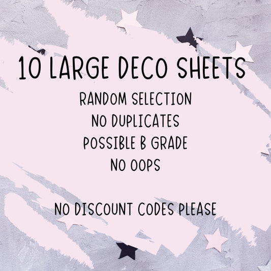 10 Large Deco Sheets - Possible B Grade - No Duplicates