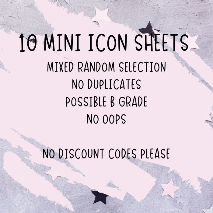 10 Mini Icon Sheets - Possible B Grade - No Duplicates