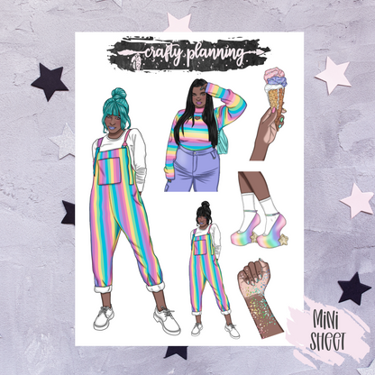 Fashion Girl Stickers, Fashion Girl Clipart, Pride Stickers, Gay Stickers, Deco Stickers, Journal Stickers, Scrapbook Stickers