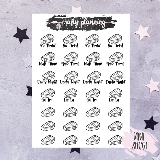 Tired Coffin - Mini Sticker Sheet