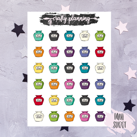 Ink Pot Stickers, Calligraphy Ink, Pen & Ink, Handwriting Stickers, Witchcraft Stickers, Planner Stickers, Deco Stickers, Writing Stickers