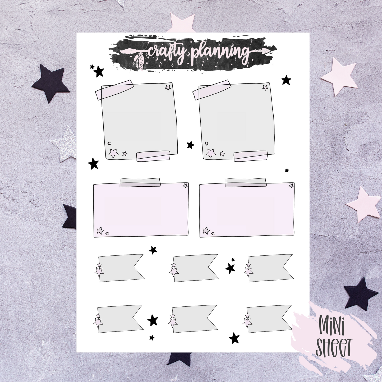 Sticky Note Stickers, Star Stickers, Planner Stickers, Deco Stickers, Witchy Stickers, Witchcraft Stickers, Hand Drawn Stickers